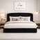 Wooden Twist Black Calmora Luxury Bed Minimal Modern Upholstered Bed with Padded Headboard - King (180 x 200 cm)