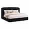 Wooden Twist Black Calmora Luxury Bed Minimal Modern Upholstered Bed with Padded Headboard - King (180 x 200 cm)
