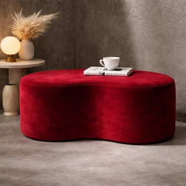 Wooden Twist Red Wnzzy Stylish Soft Velvet Upholstery Entryway Shoe Changing Stool Bench Ottoman - Red