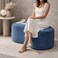 Wooden Twist Denim Blue Wnzzy Stylish Soft Boucle Upholstery Entryway Shoe Changing Stool Bench Ottoman - Denim Blue