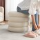Wooden Twist Luxury Boucl&eacute; Round Ottoman Stool Soft Pouf Seat for Living Room &amp; Bedroom - Beige