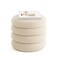 Wooden Twist Luxury Boucl&eacute; Round Ottoman Stool Soft Pouf Seat for Living Room &amp; Bedroom - Beige