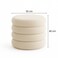 Wooden Twist Luxury Boucl&eacute; Round Ottoman Stool Soft Pouf Seat for Living Room &amp; Bedroom - Beige