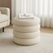 Wooden Twist Luxury Boucl&eacute; Round Ottoman Stool Soft Pouf Seat for Living Room &amp; Bedroom - Beige
