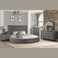 Wooden Twist Cache Design Button Tufted Velvet Upholstered Queen Size Bed with Storage - Grey