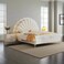 Wooden Twist Dazzy Sunrise Cute Princess Bed In Soft Fabric - Queen Size Bed with 2 Side Tables