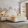 Wooden Twist Dazzy Sunrise Cute Princess Bed In Soft Fabric - Queen Size Bed with 2 Side Tables