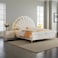 Wooden Twist Dazzy Sunrise Cute Princess Bed In Soft Fabric - King Size Bed with 2 Side Tables