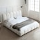 Wooden Twist Tactic Modernize Boucle Upholstery Bed for Luxury Bedroom Contemporary, Stylish, and Elegant - Super King (200 x 200 cm) / White