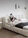 Wooden Twist Awf Modernize Boucle Upholstery Bed for Luxury Bedroom Contemporary, Stylish, and Elegant - Super King (200 x 200 cm) / White