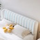 Wooden Twist Buoyant Floating Wingback Velvet Upholstery Luxury Bed for Bedroom ( Off-White ) - King 185x218 cm