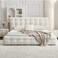 Wooden Twist Elegance Modernize Boucle Upholstery Bed for Luxury Bedroom Contemporary, Stylish, and Elegant - Super King (200 x 200 cm) / Beige