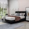 Wooden Twist Modern Rectangular Velvet Upholstery Bed with Soft Wingback Headboard ( Black ) - Super King (200 x 200cm)