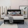 Wooden Twist Modern Rectangular Velvet Upholstery Bed with Soft Wingback Headboard ( Black ) - Super King (200 x 200cm)