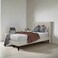 Wooden Twist Modern Rectangular Velvet Upholstery Bed With 3-Year Warranty &amp; Soft Wingback Headboard ( Beige ) - King (180 x 200cm)