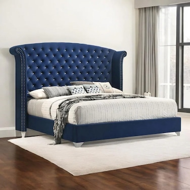 Wooden Twist Sonvora Elegant Modern Button Tufted Bed for Luxury Bedroom with Silver Metal Legs In Soft Fabric - Queen ( 150 x 200 cm )