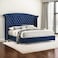 Wooden Twist Sonvora Elegant Modern Button Tufted Bed for Luxury Bedroom with Silver Metal Legs In Soft Fabric - Queen ( 150 x 200 cm )