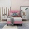 Wooden Twist Modern Rectangular Velvet Upholstery Bed with Soft Wingback Headboard ( Pink ) - Queen (150 x 200cm)