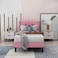 Wooden Twist Modern Rectangular Velvet Upholstery Bed with Soft Wingback Headboard ( Pink ) - Super King (200 x 200cm)