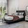 Wooden Twist Modern Rectangular Velvet Upholstery Bed with Soft Wingback Headboard ( Dark Grey ) - Queen (150 x 200cm)