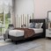 Wooden Twist Modern Rectangular Velvet Upholstery Bed with Soft Wingback Headboard ( Dark Grey ) - King (180 x 200cm)