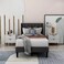 Wooden Twist Modern Rectangular Velvet Upholstery Bed with Soft Wingback Headboard ( Dark Grey ) - Super King (200 x 200cm)