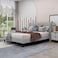 Wooden Twist Modern Rectangular Velvet Upholstery Bed with Soft Wingback Headboard ( Light Grey ) - Queen (150 x 200cm)