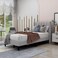Wooden Twist Modern Rectangular Velvet Upholstery Bed with Soft Wingback Headboard ( Light Grey ) - Queen (150 x 200cm)