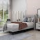 Wooden Twist Modern Rectangular Velvet Upholstery Bed with Soft Wingback Headboard ( Light Grey ) - King (180 x 200cm)