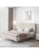 Wooden Twist Concoct Modernize Velvet Upholstery Bed for Luxury Bedroom Contemporary, Stylish, and Elegant - Queen / Beige