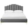 Wooden Twist Olivia Glam Velvet Upholstery Rectangular Bed Modern Luxury Bed Frame with Stylish Design - Queen / White