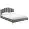 Wooden Twist Olivia Glam Velvet Upholstery Rectangular Bed Modern Luxury Bed Frame with Stylish Design - Queen / White