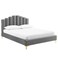 Wooden Twist Olivia Glam Velvet Upholstery Rectangular Bed Modern Luxury Bed Frame with Stylish Design - Queen / Grey