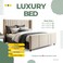 Wooden Twist Calida Luxury Design Bed for Modern Bedroom In Soft Fabric - Queen (150 x 200 cm)