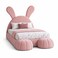 Wooden Twist Doze Elegant Rabbit Shaped Bunny Bed for Modern Whimsical Bedroom for Kids &amp; Adults In Soft Fabric - Queen ( 150 x 200 cm )