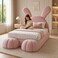 Wooden Twist Doze Elegant Rabbit Shaped Bunny Bed for Modern Whimsical Bedroom for Kids &amp; Adults In Soft Fabric - King ( 180 x 200 cm )