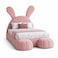 Wooden Twist Doze Elegant Rabbit Shaped Bunny Bed for Modern Whimsical Bedroom for Kids &amp; Adults In Soft Fabric - King ( 180 x 200 cm )