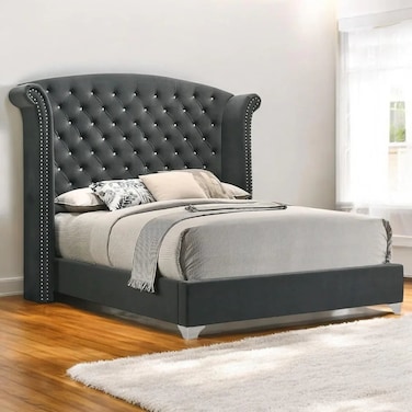 Wooden Twist Sonvora Modern Button Tufted Bed for Luxury Bedroom with Silver Metal Legs - Queen ( 150 x 200 cm )