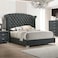 Wooden Twist Sonvora Modern Button Tufted Bed for Luxury Bedroom with Silver Metal Legs - King ( 180 x 200 cm )