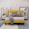 Wooden Twist Modern Rectangular Velvet Upholstery Bed with Soft Wingback Headboard ( Yellow ) - King (180 x 200cm)
