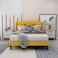 Wooden Twist Modern Rectangular Velvet Upholstery Bed with Soft Wingback Headboard ( Yellow ) - Super King (200 x 200cm)