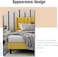 Wooden Twist Modern Rectangular Velvet Upholstery Bed with Soft Wingback Headboard ( Yellow ) - Super King (200 x 200cm)