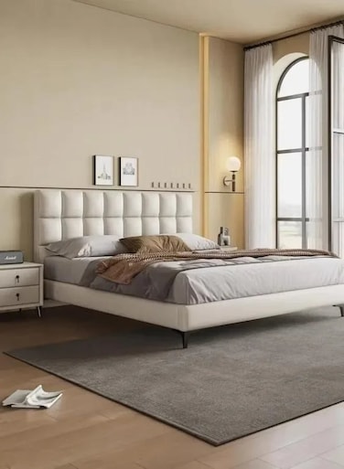 Wooden Twist Melfi Modernize Leatherette Upholstery Bed for Luxury Bedroom - Queen