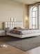 Wooden Twist Melfi Modernize Leatherette Upholstery Bed for Luxury Bedroom - Queen