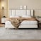 Wooden Twist Italian Minimalism Modernize Leatherette Upholstery Bed for Luxury Bedroom - King / Beige