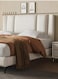 Wooden Twist Italian Minimalism Modernize Leatherette Upholstery Bed for Luxury Bedroom - King / Beige