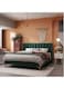 Wooden Twist Greenish Modernize Velvet Upholstery Bed for Luxury Bedroom - King / Green