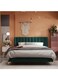 Wooden Twist Greenish Modernize Velvet Upholstery Bed for Luxury Bedroom - King / Green