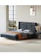 Wooden Twist Idyllic Modernize Velvet Upholstery Bed for Luxury Bedroom - King / Grey