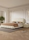Wooden Twist Grandeur Modernize Boucle Upholstery Bed for Luxury Bedroom - King / Beige